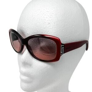 Versace Ombre Rectangle Rhinestone Logo Sunglasses w/ case red black y2k vintage